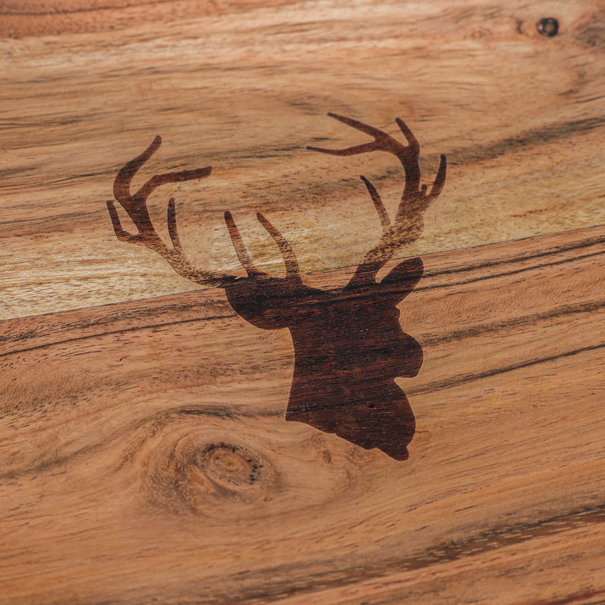Ireka Home Antler Crest Acacia Wood Serving Plate – Carved