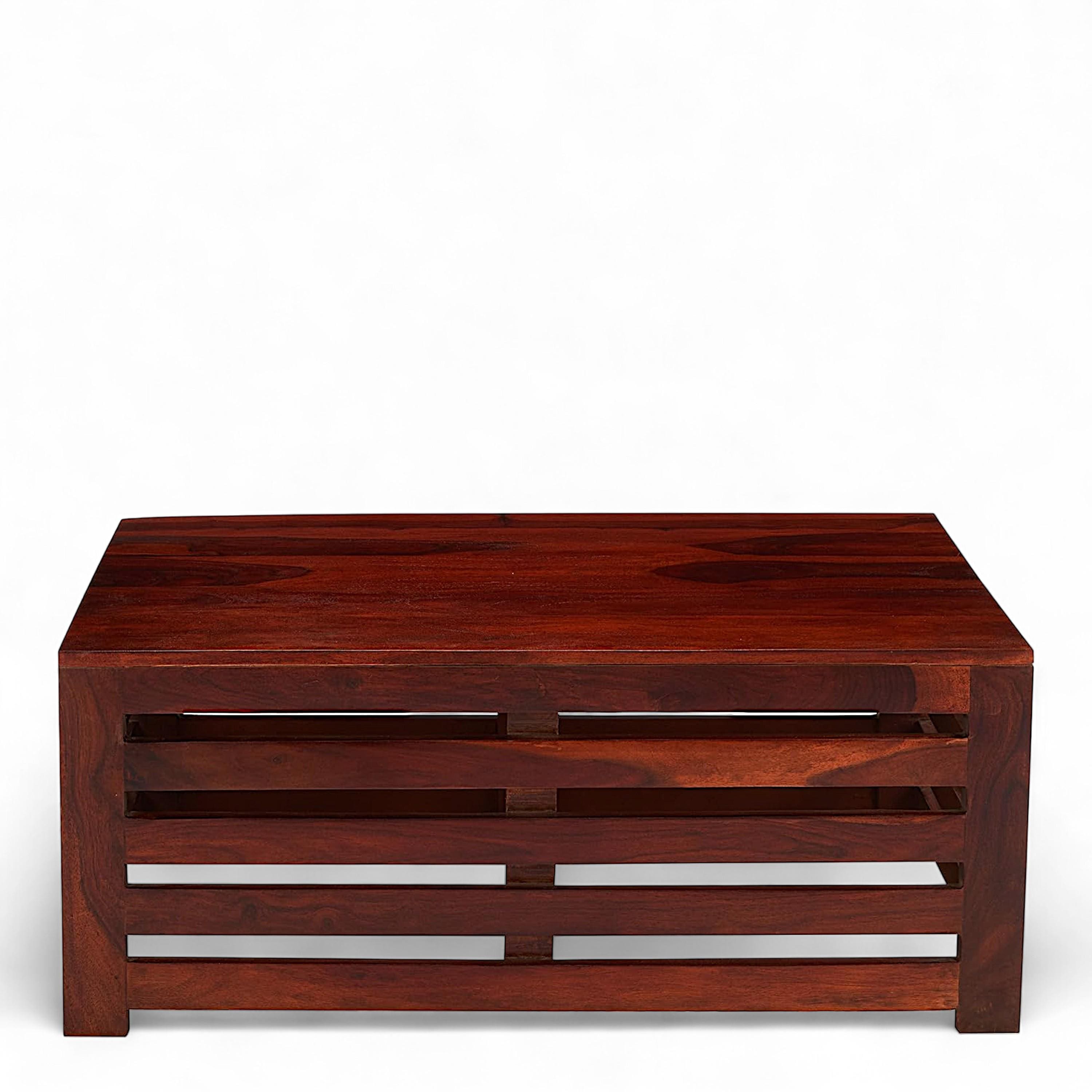 Erickson Sheesham Wood Contemporary Rectangle Coffee Table In Honey Finish