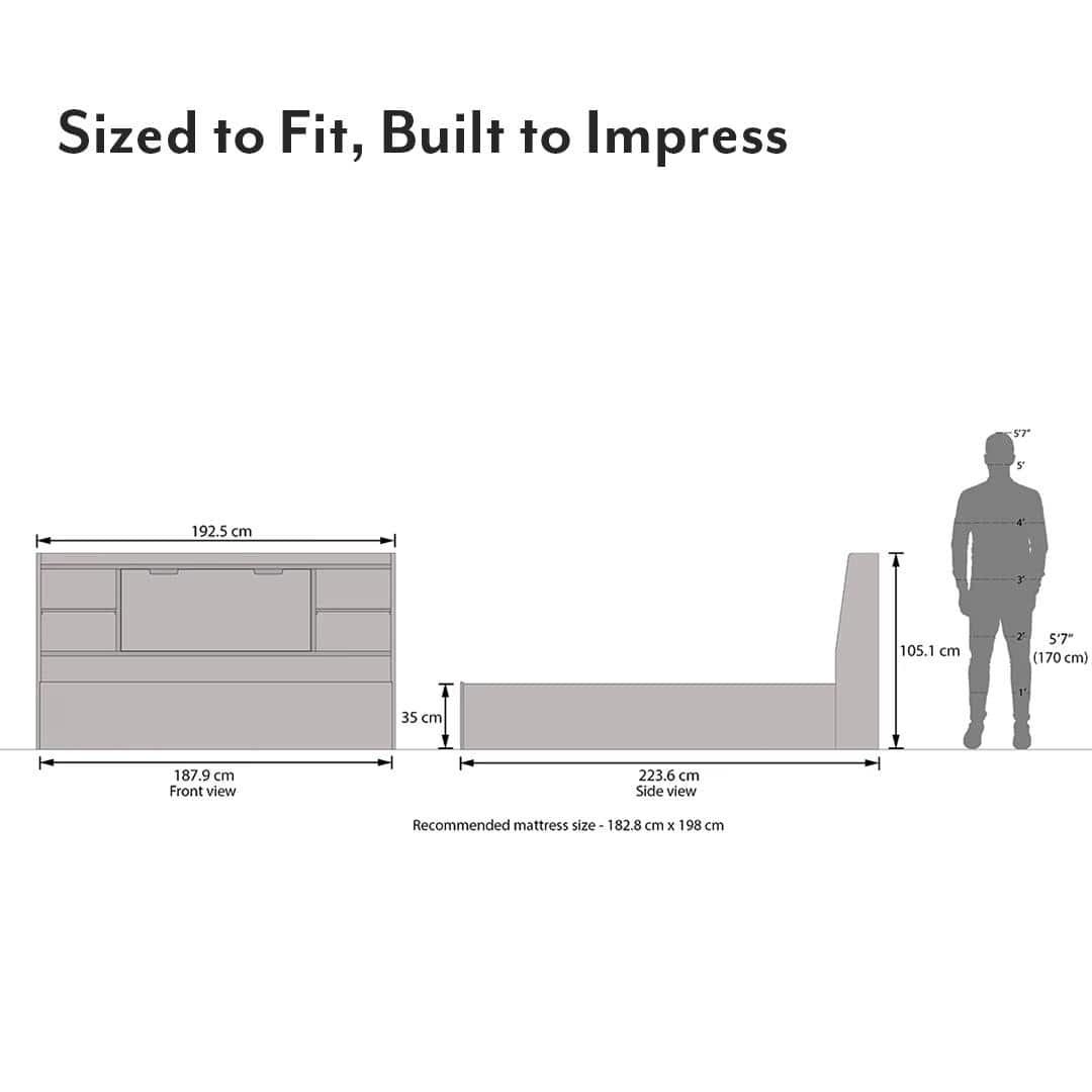 Scott King Size Box Storage Bed in Classic Walnut Finish