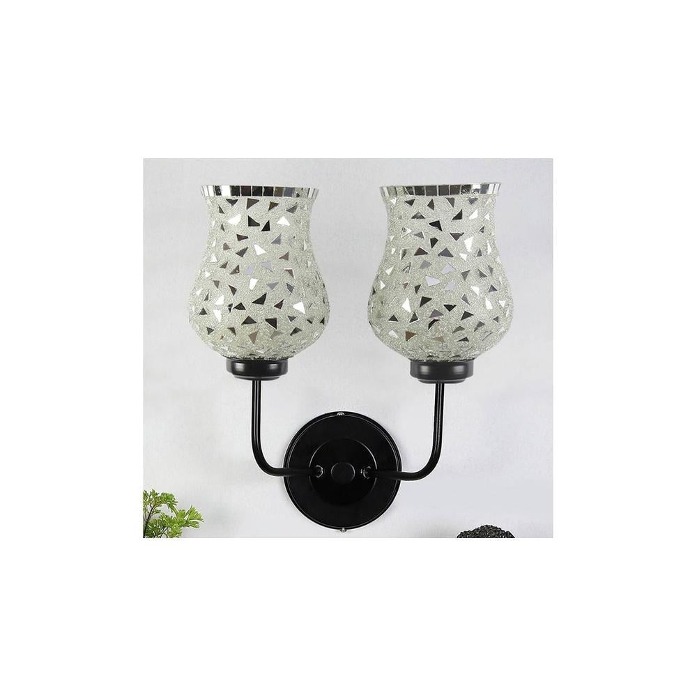 Winston Dual Multicolor Mosaic Glass Wall Mounted Lamp with Iron Base