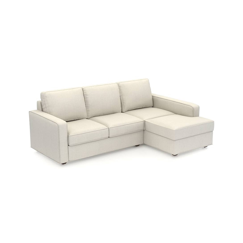 Apollo Sofa (Colour : Pearl, Cushion : Soft, Back Type : Regular, Seating Capacity : Right Aligned 2 Seater + Right Aligned Chaise + Ottoman)
