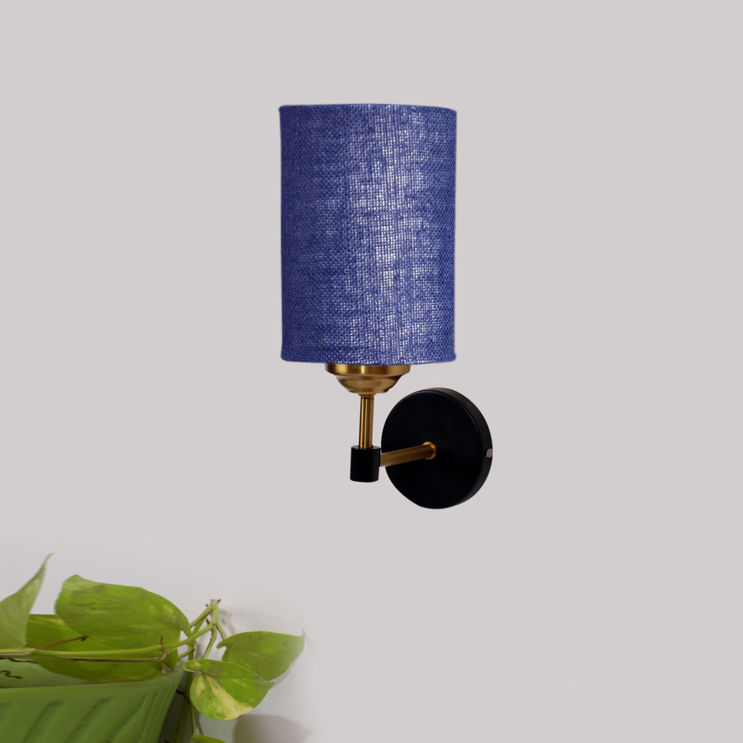 Devansh Metal Electric Wall Light in Black Colour with Blue Shade Count of 1 Light - Devansh