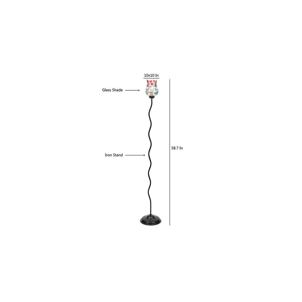 Leighton Black Glass Shade Floor Lamp