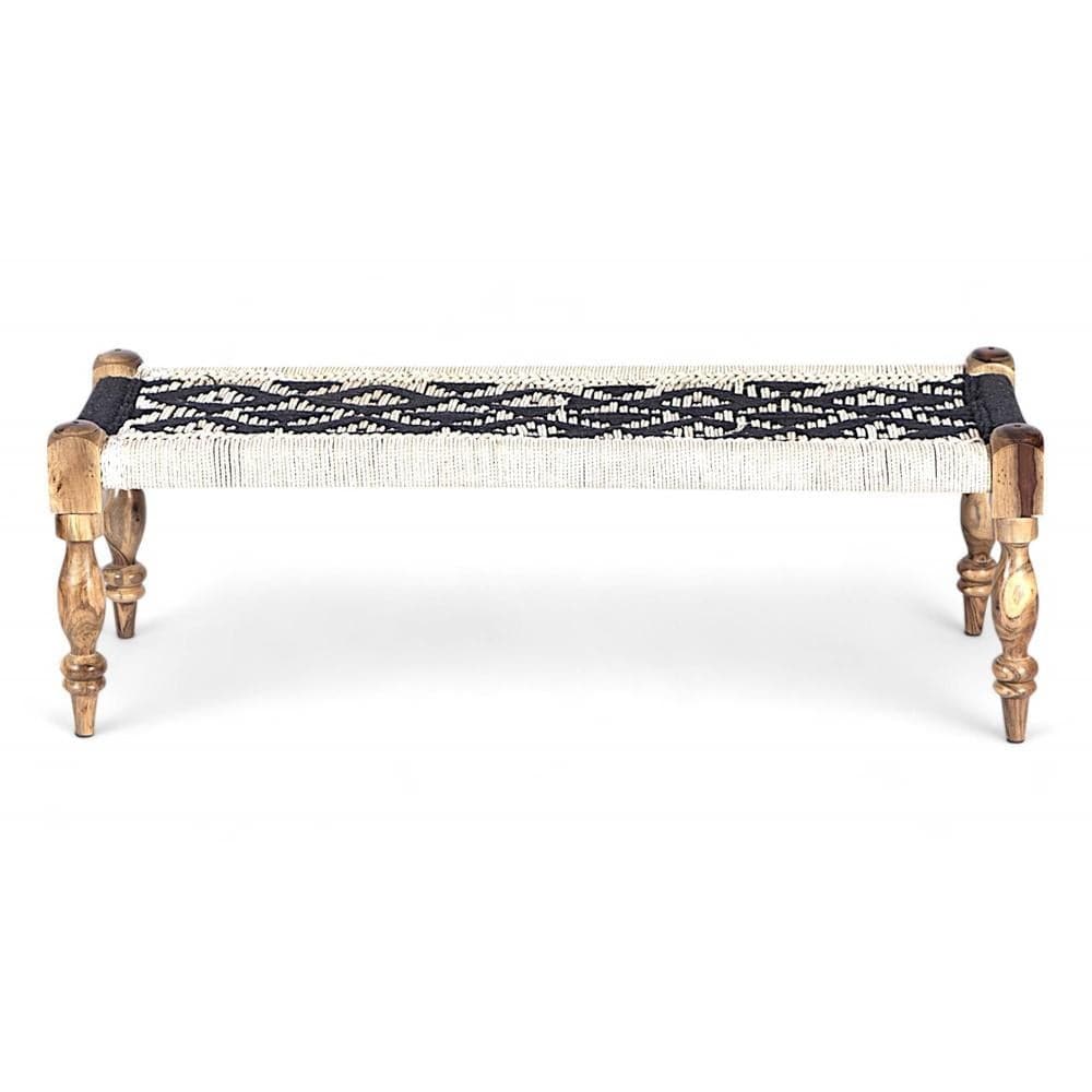 Hamilton Solid Wood Maachi Bench In Black & White Canning