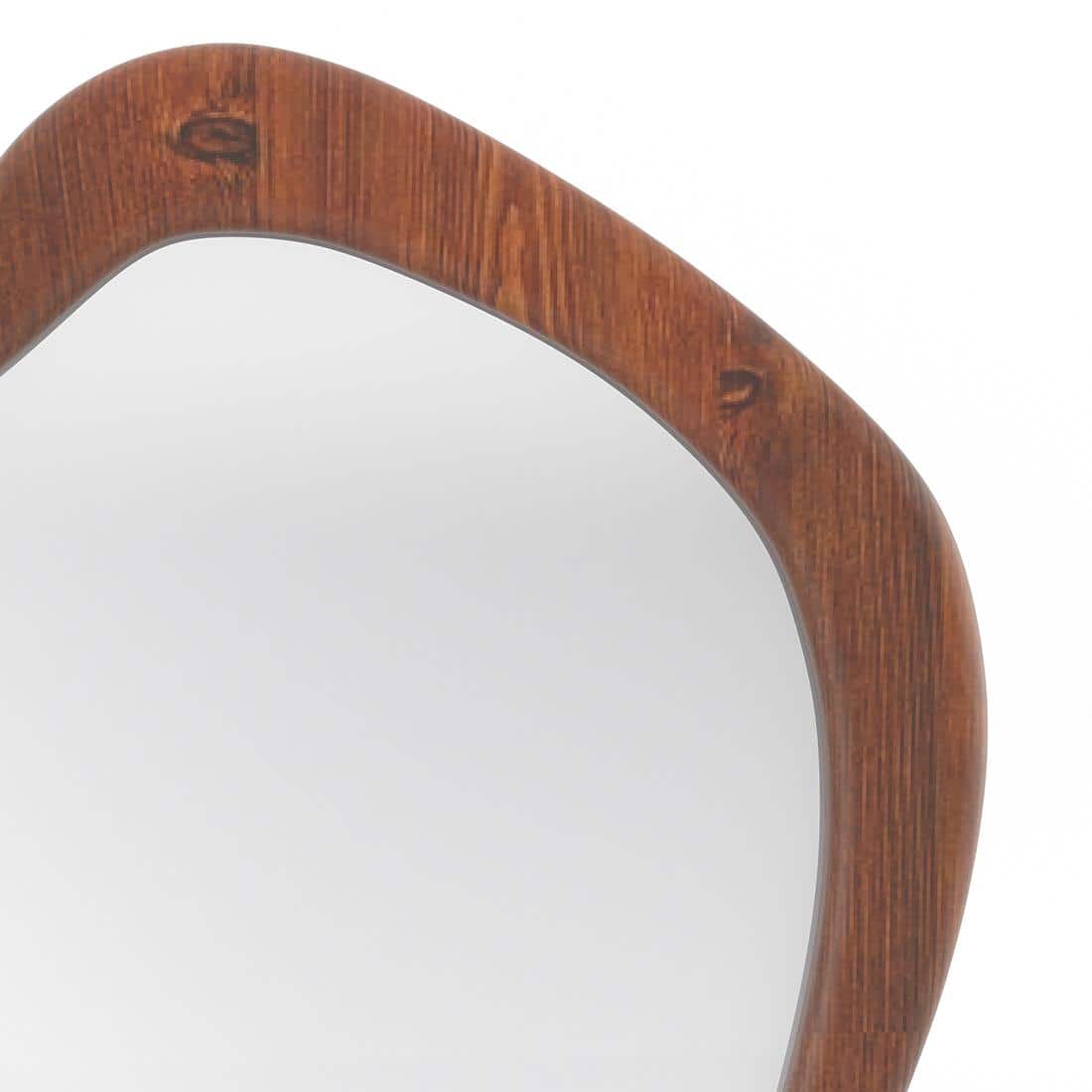 Oura Solid Wood Organic Wall Mirror in Teak Finish