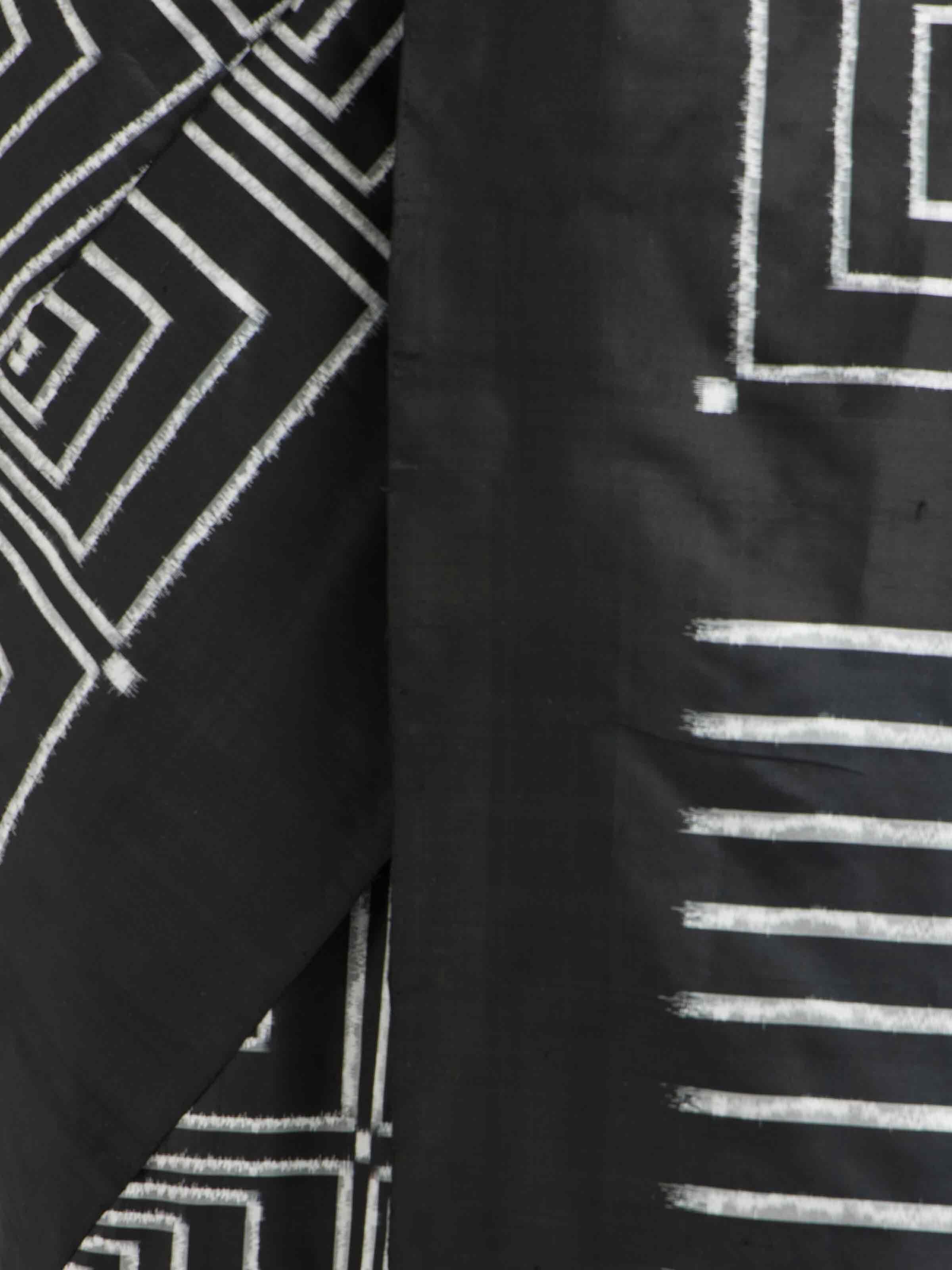 Black Pochampally Ikat Handloom Silk Saree