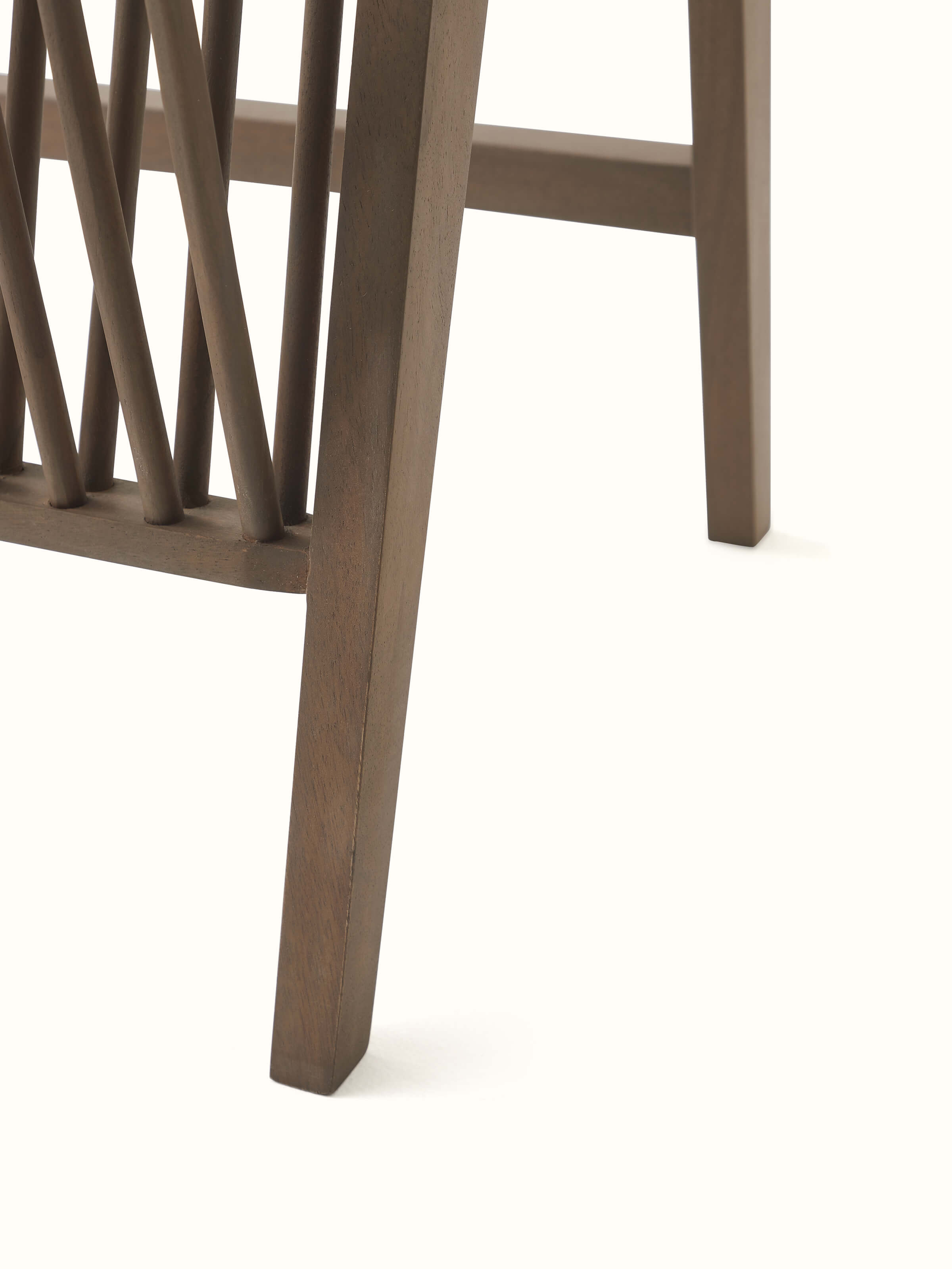 Rear view of the mango wood magazine rack with miniature painting, showing the back design and overall structure.