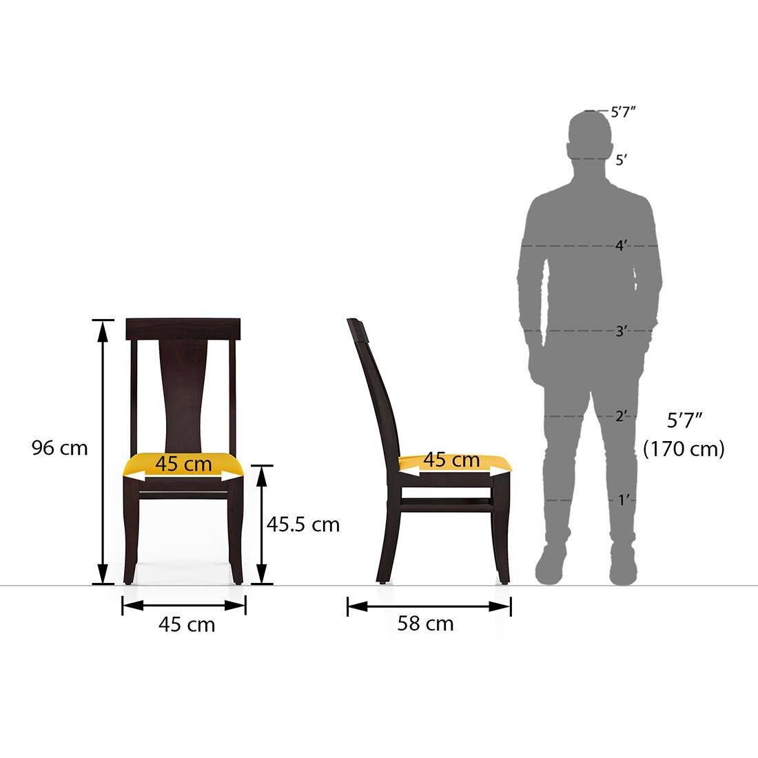 Arabia-Fabio 4 Seater Dining Table With Set Of 4 Chairs (Colour- Matty Yellow, Finish- Mahogany)