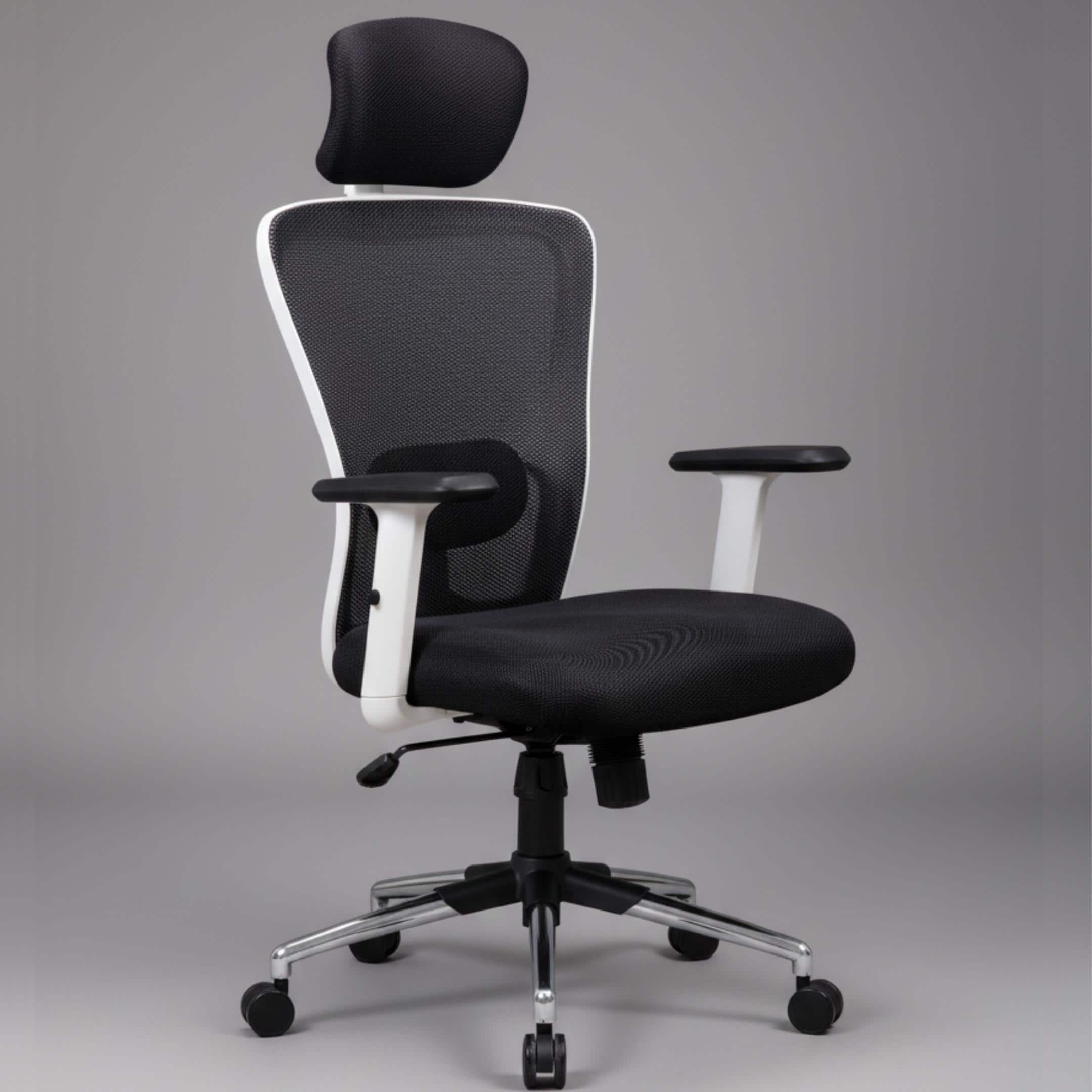 Kepler Brooks High Back Office Chair | 2 Years Warranty | Chair for Office Work at Home, Ergonomic Chair, Diwali Gifts, 2D Adjustable Arms, Headrest & Lumbar Support, Multi Synchro Lock (Zeus, White)