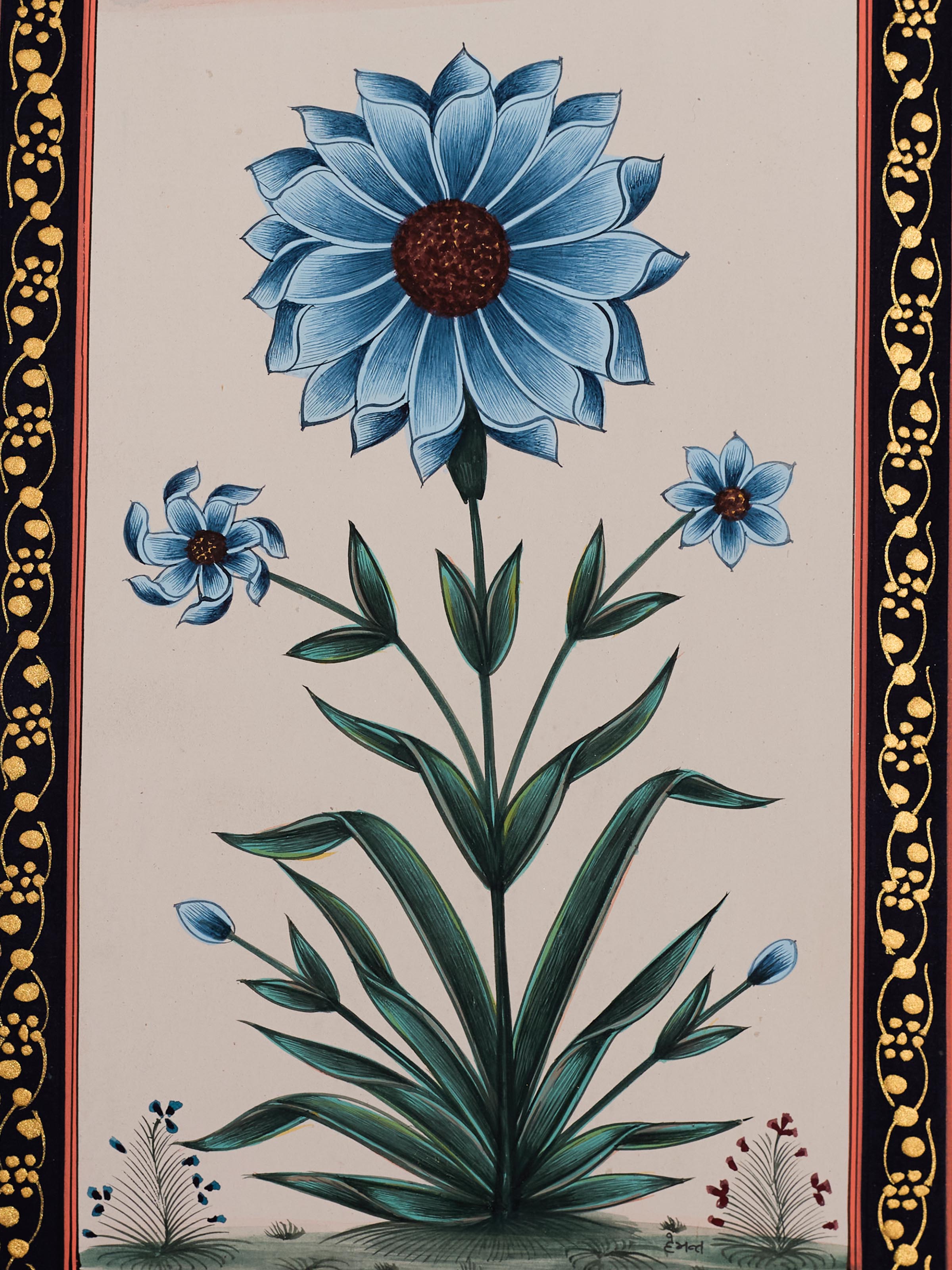 Flower Miniature Gold Patti Painting