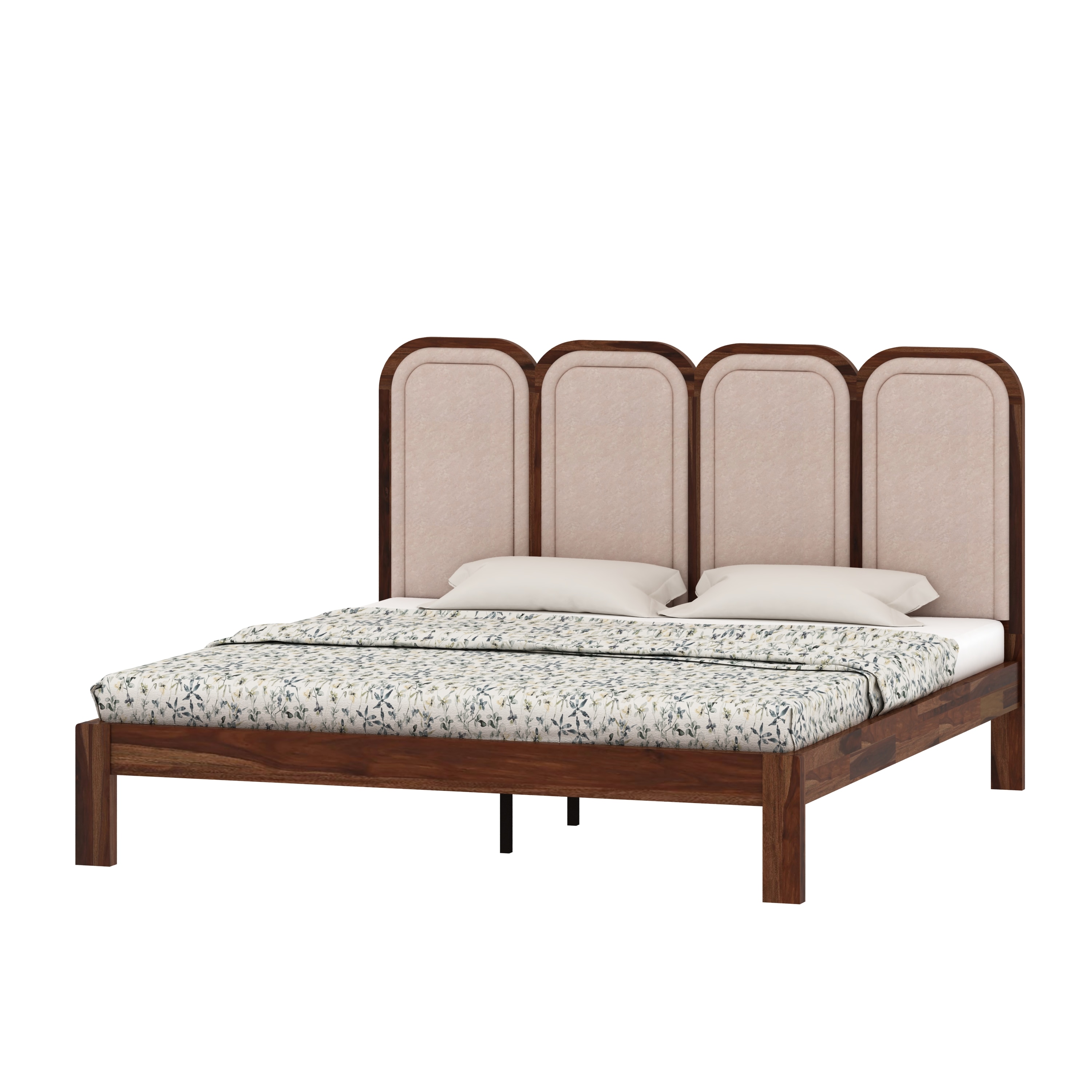 Aaram Solid Wood Non Storage King Size Bed in Provincial Teak Finish