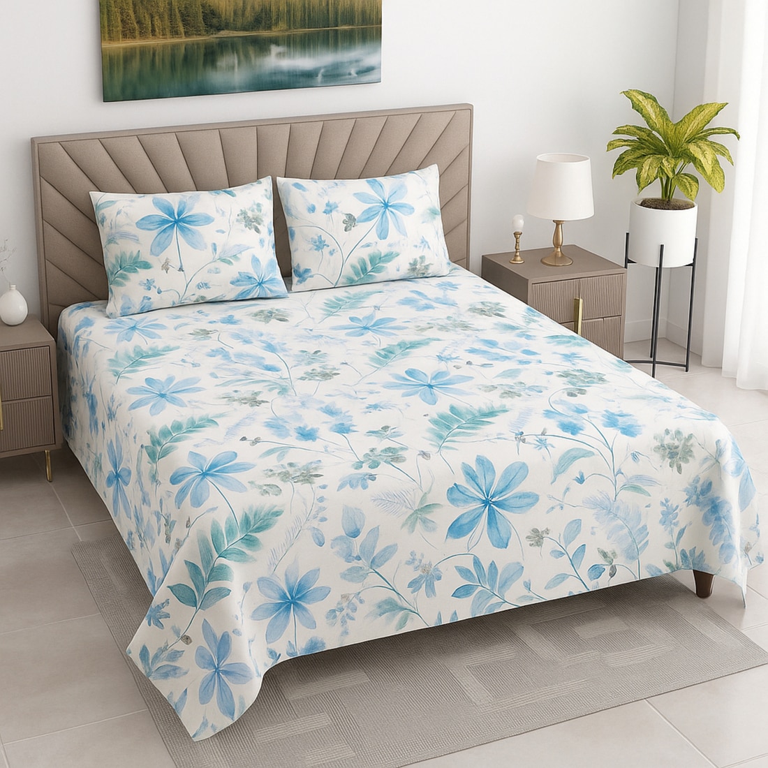 Threads Silky Touch Premium Super King Size Flat Bedsheet 275 x 275 cms - Threads