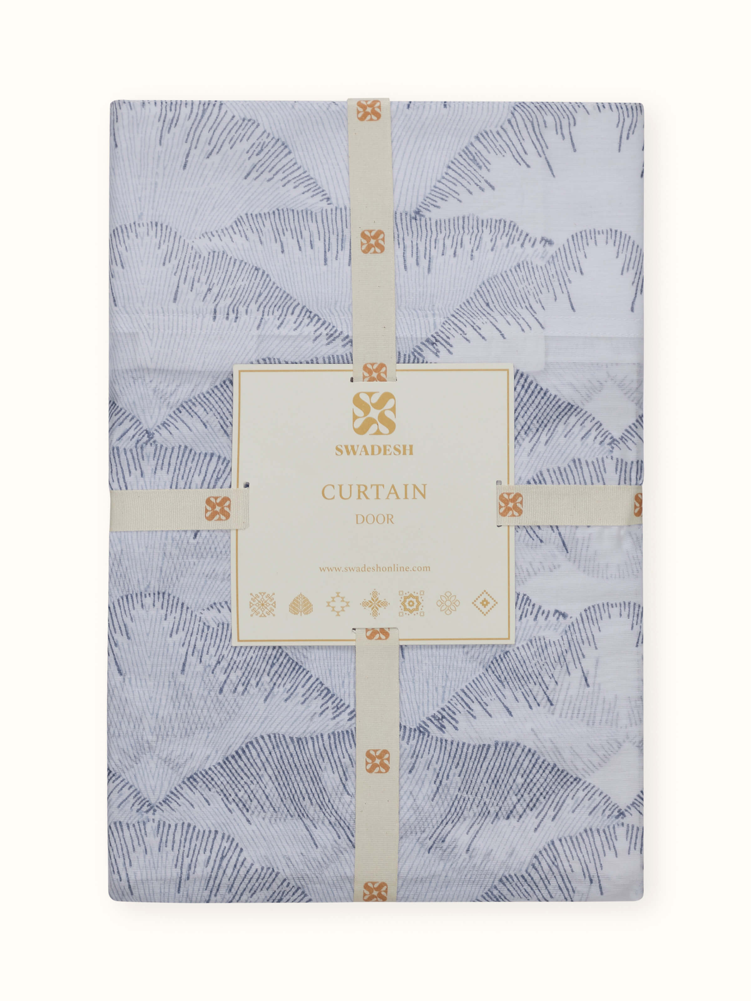 Parvat Indigo Cotton Silk Sanganeri Hand Block Printed Curtain (7 Ft)