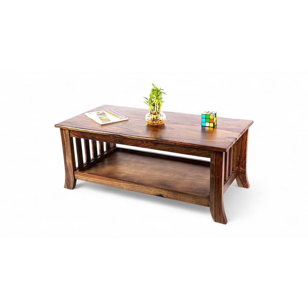 Omar Sheesham Wood Coffee Table In Teak Finish