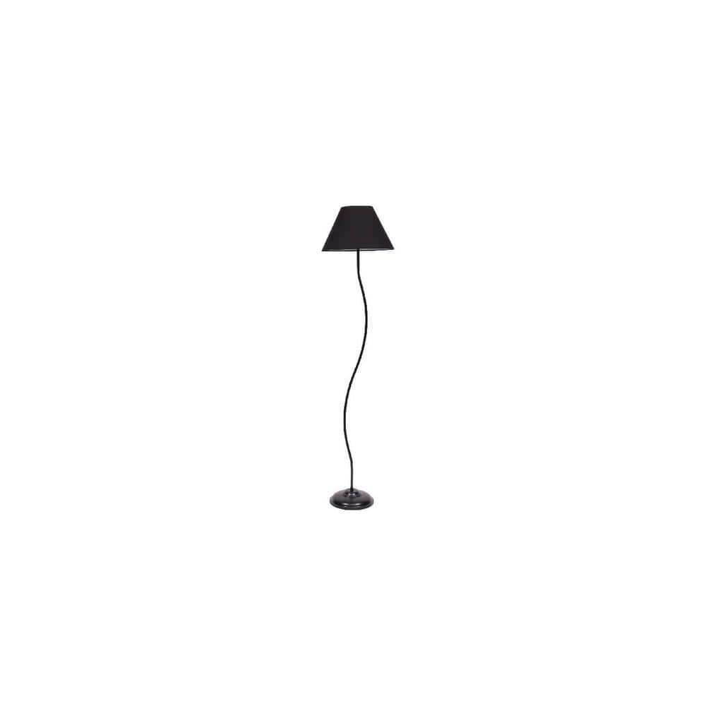 Lily Black Fabric Floor Lamp with Black Iron Base