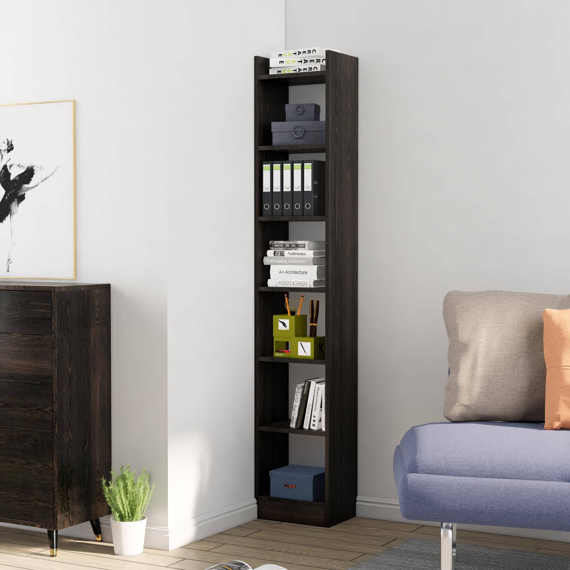 Hexa Engineered Wood Bookshelf Multipurpose Storage Rack in Slate Grey Colour - HexaRed
