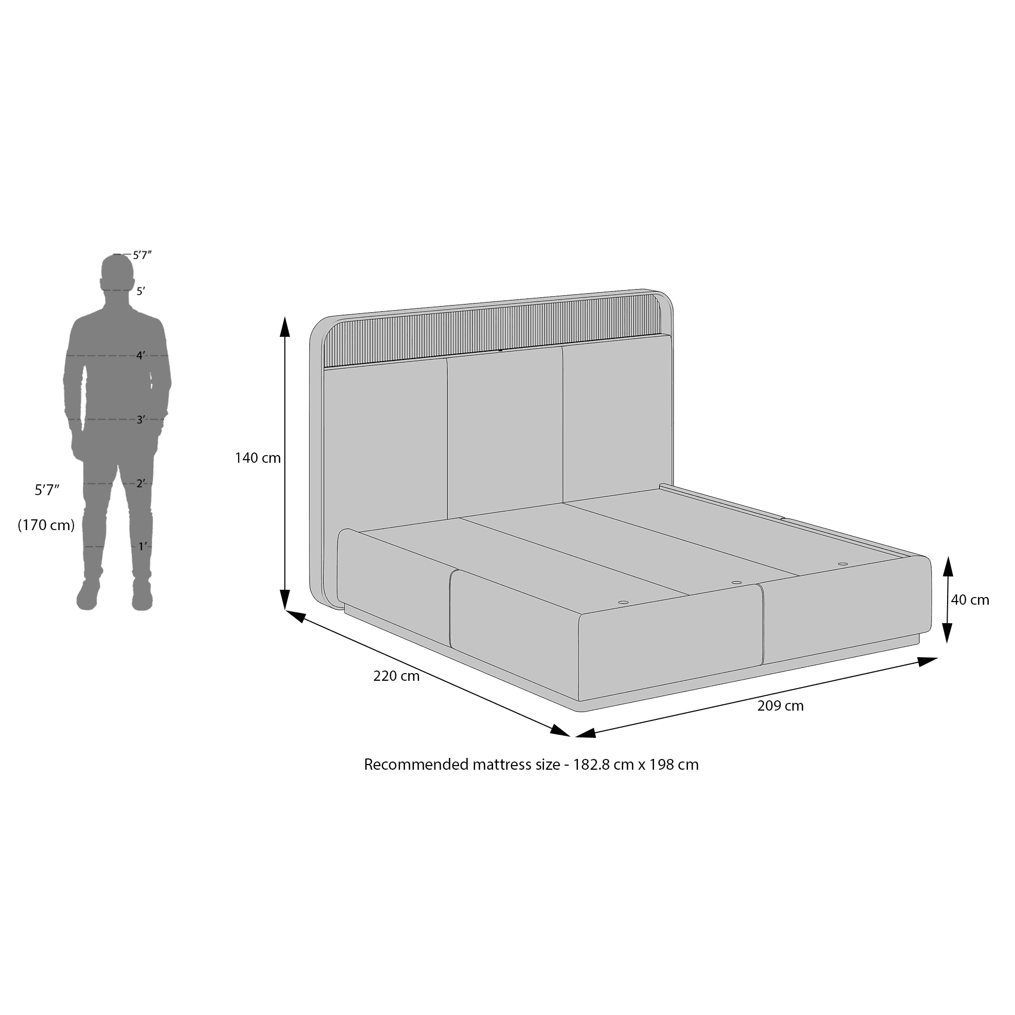 Valeria Upholstered King Bed In Dual Tone Finish