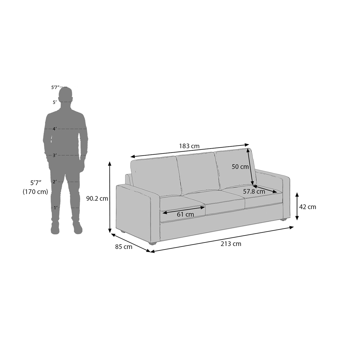 Apollo Sofa Set (Colour : Graphite Grey, Cushion : Hard, Back Type : High Back, Seater : 3+2+1)