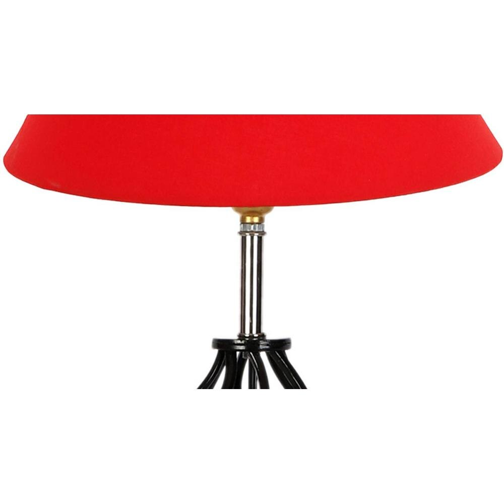Rebecca Red cotton Table lamp with Wood & Iron Base
