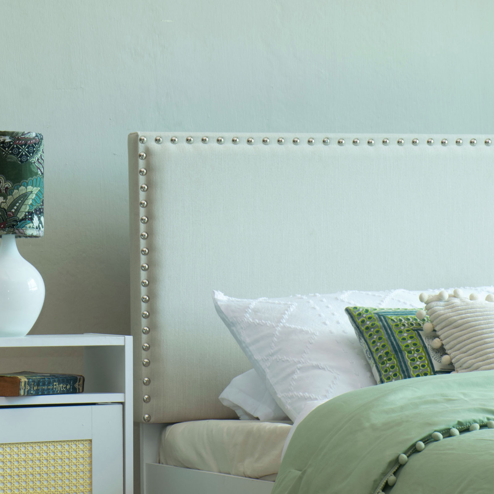 Yama Bed With Premium Leatherette Fabric Box and Half Hydraulic Storage - Queen Bed