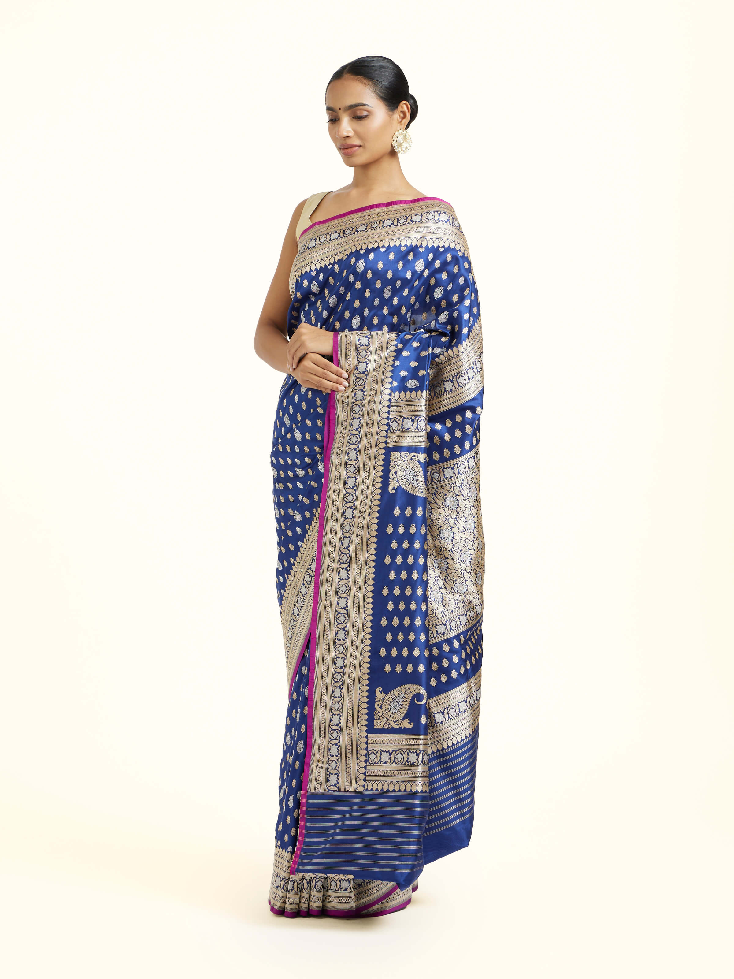 Blue Banarasi Handloom Kadhwa Saree