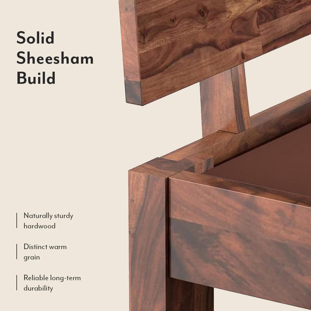 Boston Solid Wood Single Size Bed In Teak Finish