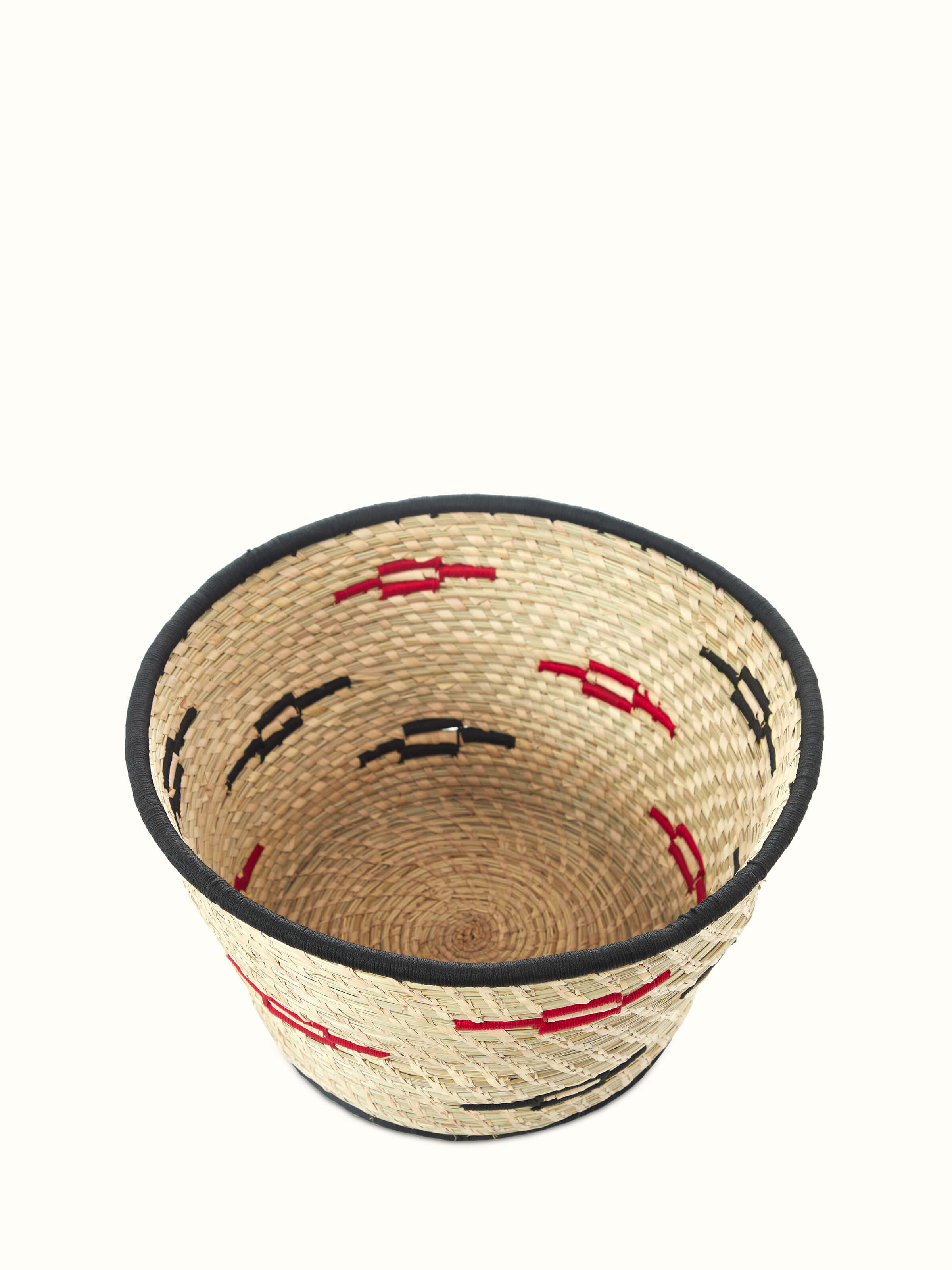 Angled view of Round Natural Kanshi Fibre Planter showcasing detailed craftsmanship