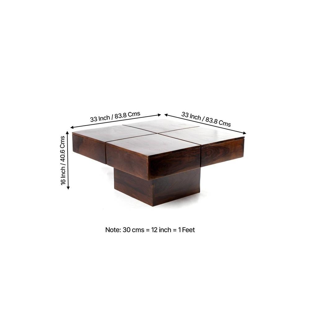 Montreal Sheesham Wood Coffee Table In Walnut Finish