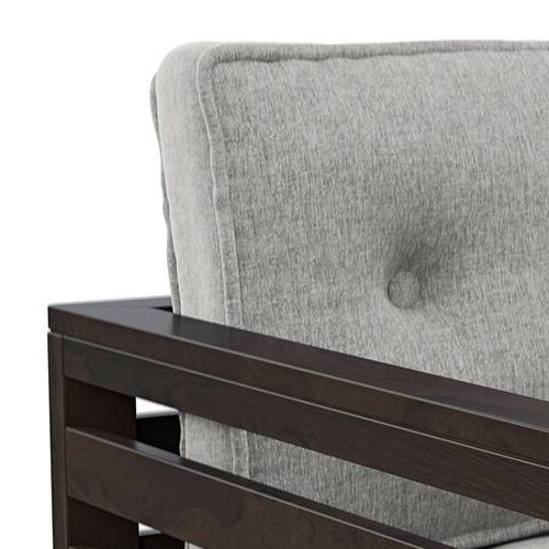 Raymond Wooden Sofa - American Walnut Finish (Vapour Grey) (Custom Set - Sofas : 0003; Standard Set - Sofas : none; Finish : american walnut; Sofa Material : fabric; Sofa Size : regular; Sofa Type : regular; Colour : vapour grey)