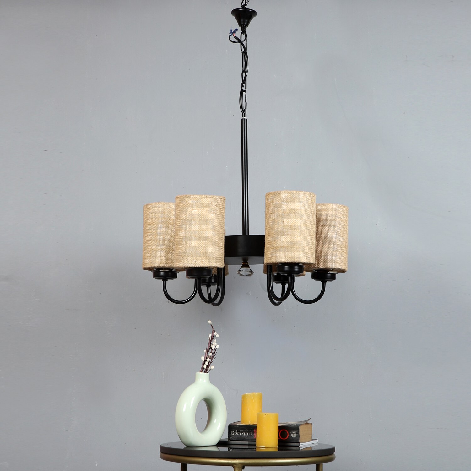 Devansh Dual Black Wallmounted Lamp With Cotton Black Shade