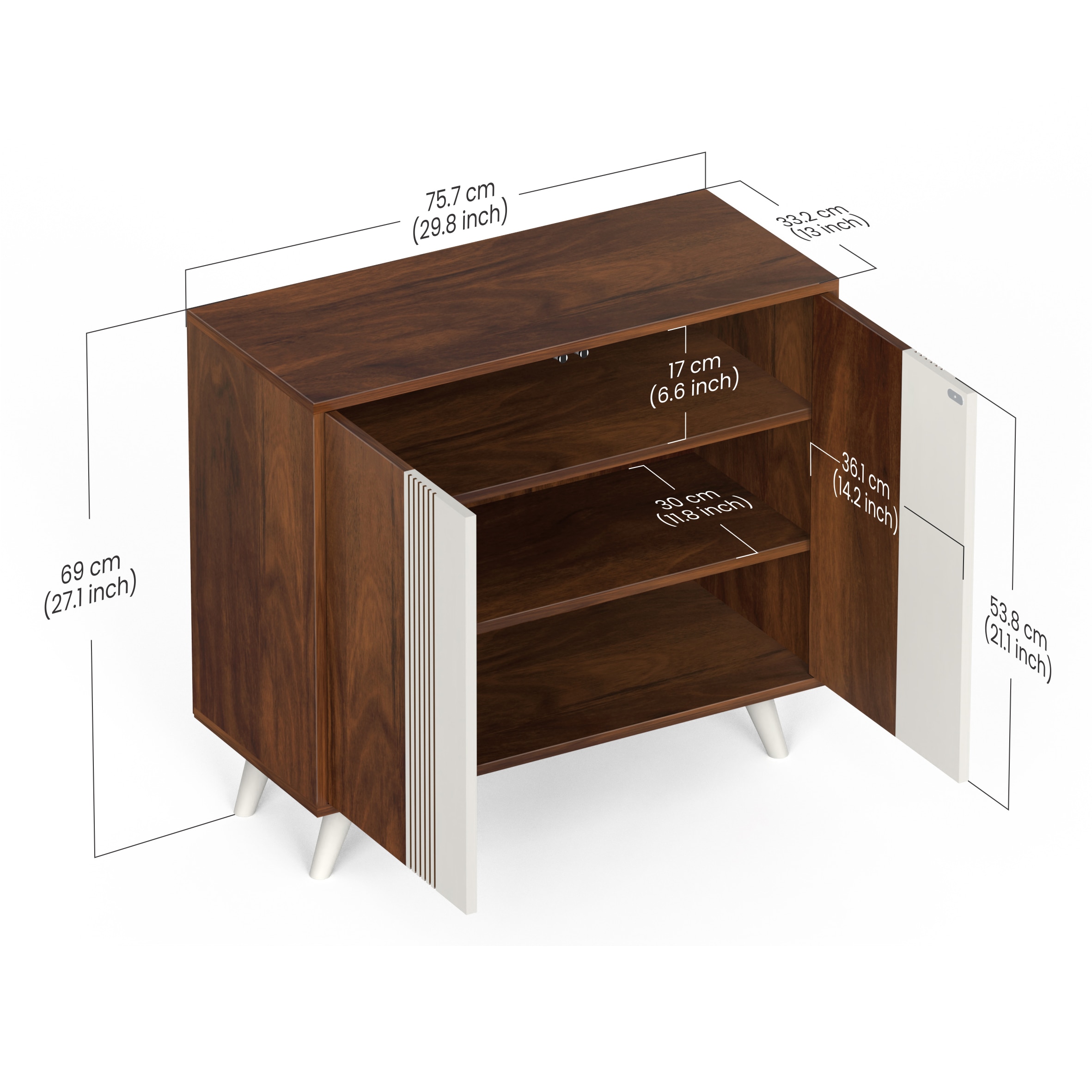 Cylvie Engineered Wood Dual Tone 2 Doors Shoe Rack Cabinet Slipper Footwear Stand Organizer with Handleless/Push to Open Design Up to 12 Pairs for Home (Brown Maple & White)