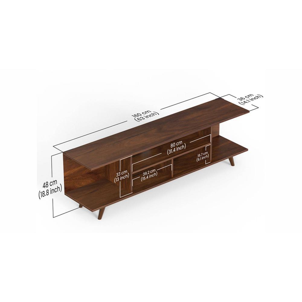Anatdol Engineering Wood Floor Standing TV Entertainment Unit Set Top Box Stand/TV Cabinet with Shelves for Books & Décor Display Unit, Upto 50 Inches (Brown Maple)