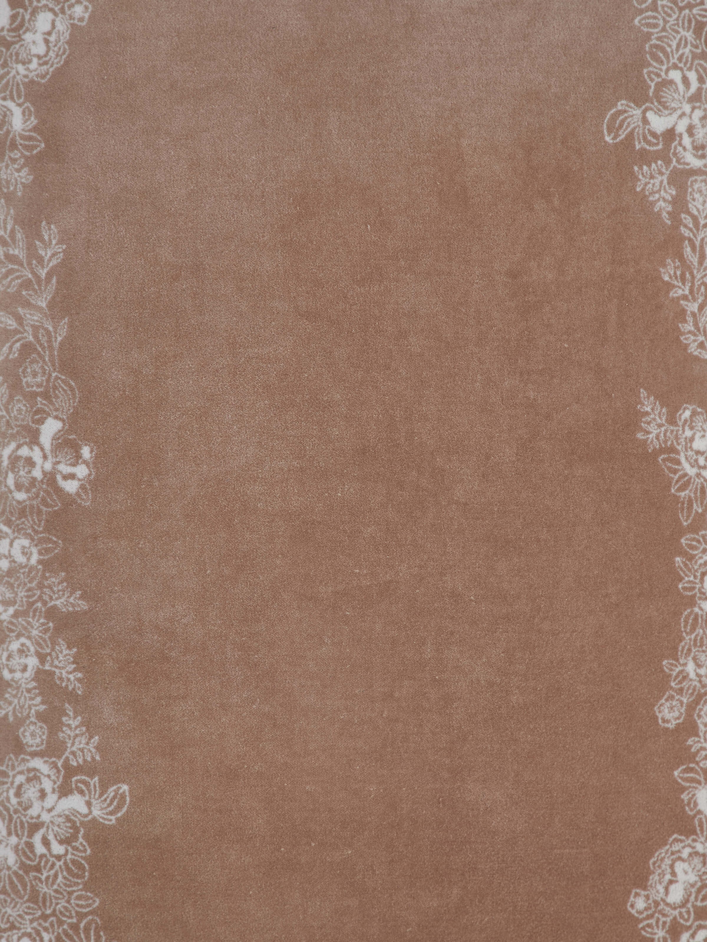 Shivranjini Beige Floral Cotton Velvet Sanganeri Hand Block Printed Lumbar Cushion Cover