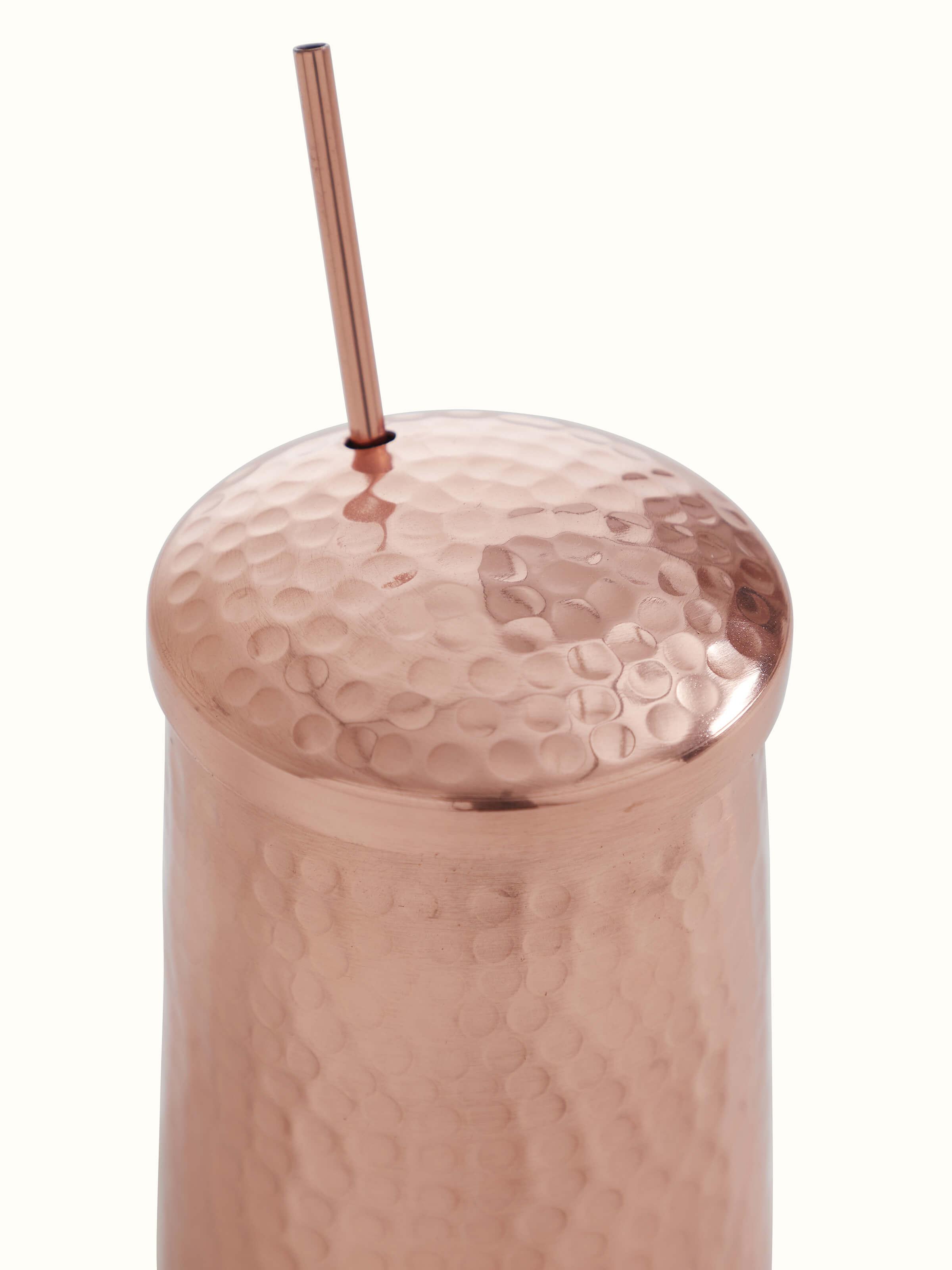 Back view of Copper Water Glass by Swadesh showcasing its elegant design and durable material.