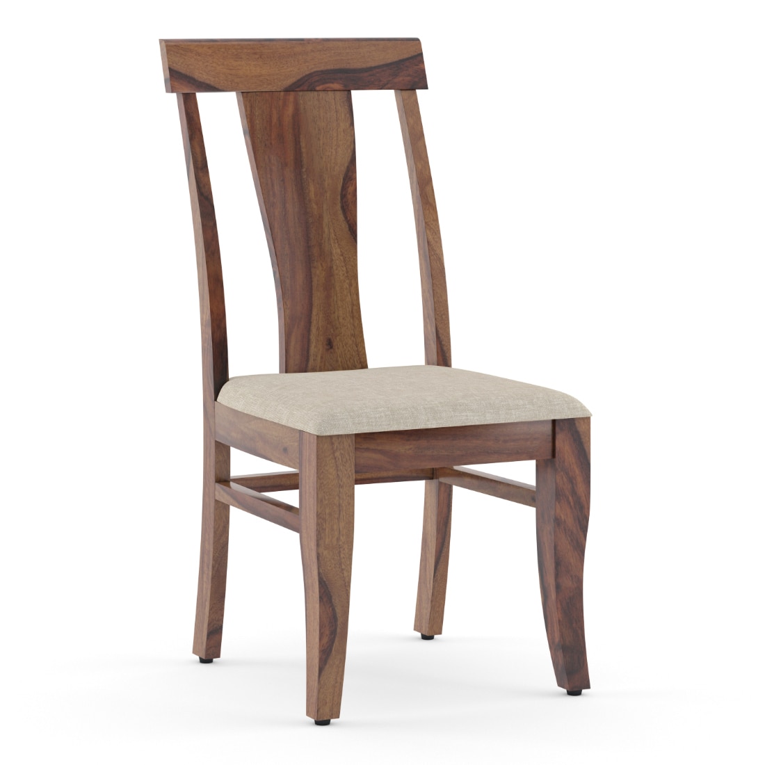 Fabio Dining Chair Set of 2 in Teak Finish with Macadamia Brown Colour