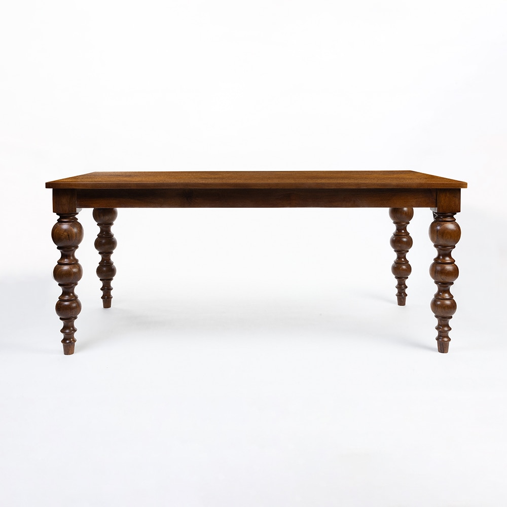 Baina Solid Wood 6 Seater Dining Table in Brown Finish - Living Shape