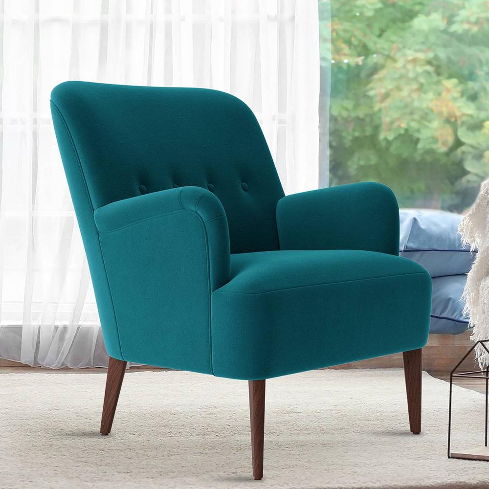 London Accent chair Velvet in T Blue Color