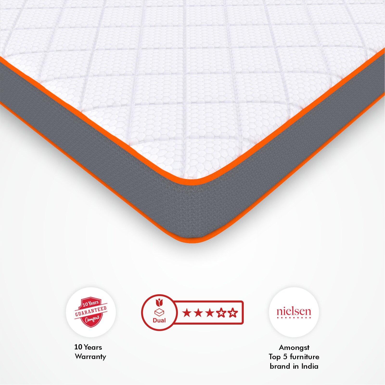 7-Zone Dual-Hard and Soft Queen Size Mattress (72 x 66 in, 8 Inches)