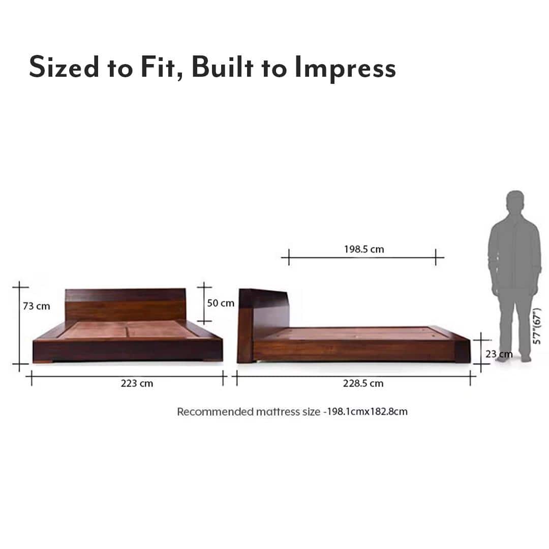Duetto Solid Wood King Size Bed In Two Tone Finish
