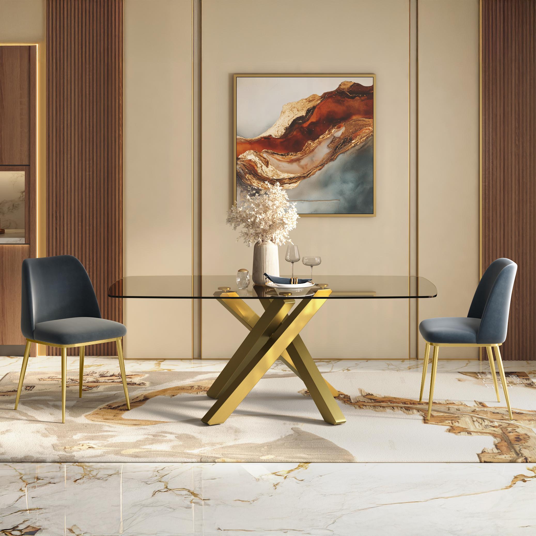 Zaida 6 Seater Dining Table With Set Of 6 Bren Swivel Dining Chairs (Colour- Ivory, Finish- Glass)