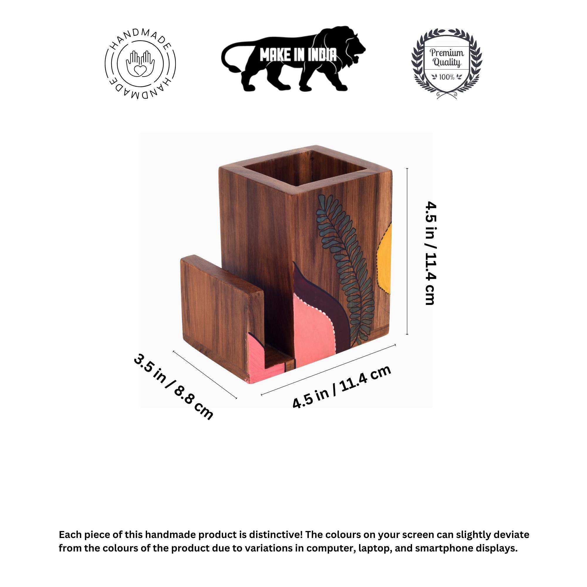 Teak leaves cutlery holder small (4.5x3x4.5)