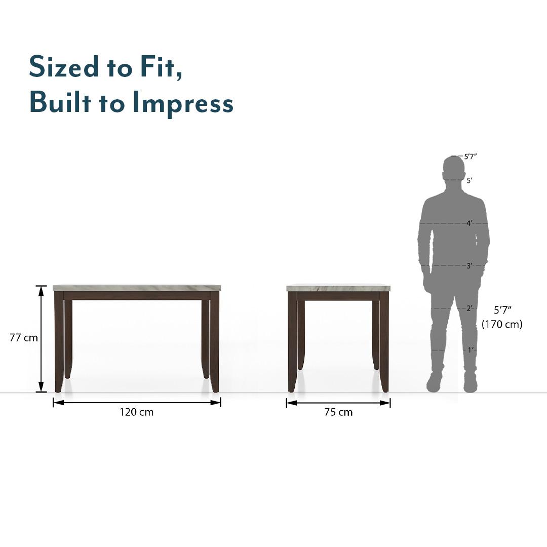 Matteo Stone 4 Seater Dining Table In Dark Walnut Finish