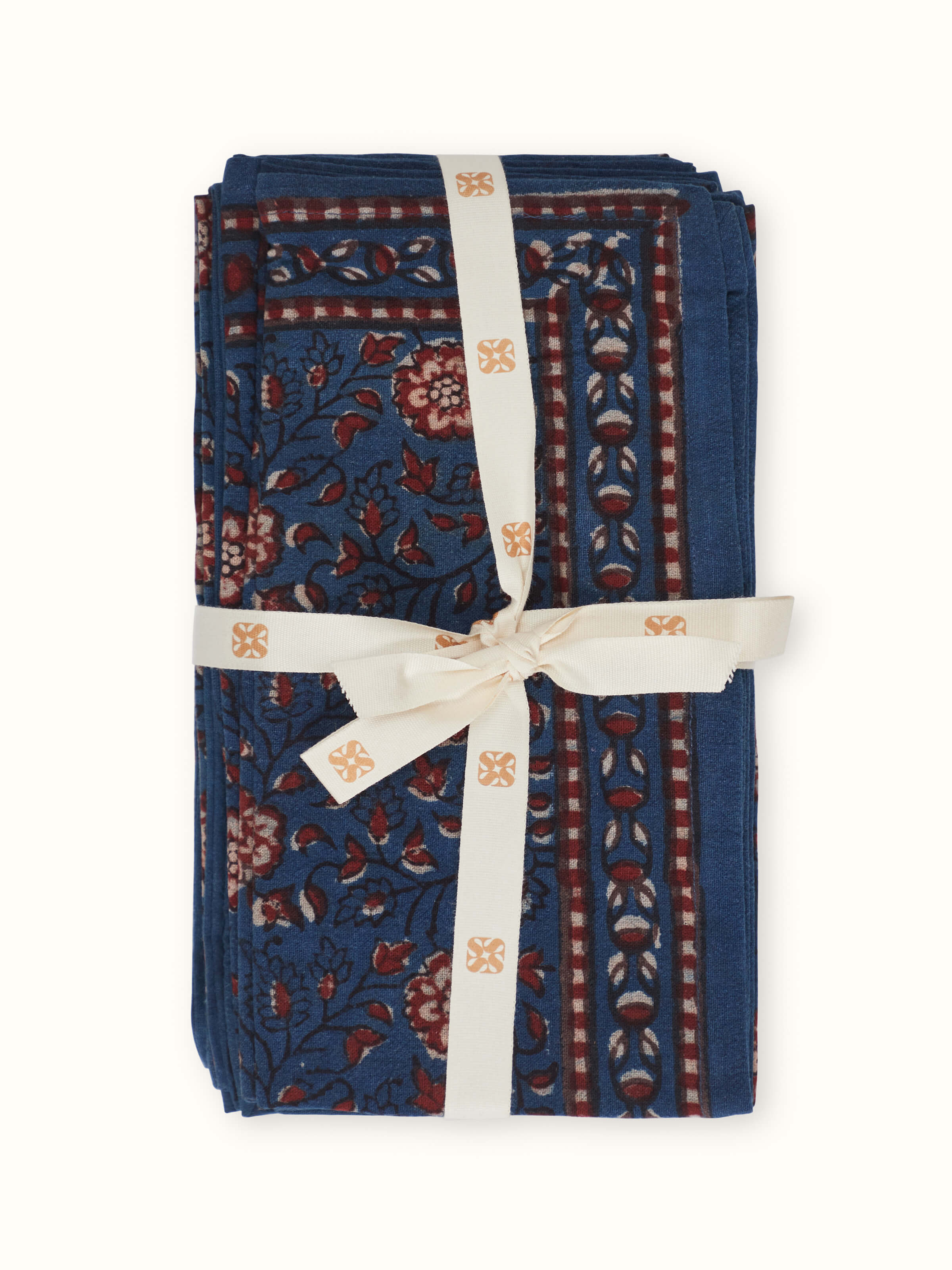 Puspita Indigo Cotton Dabu Hand Block Printed Dinner Napkin (6 Pcs)