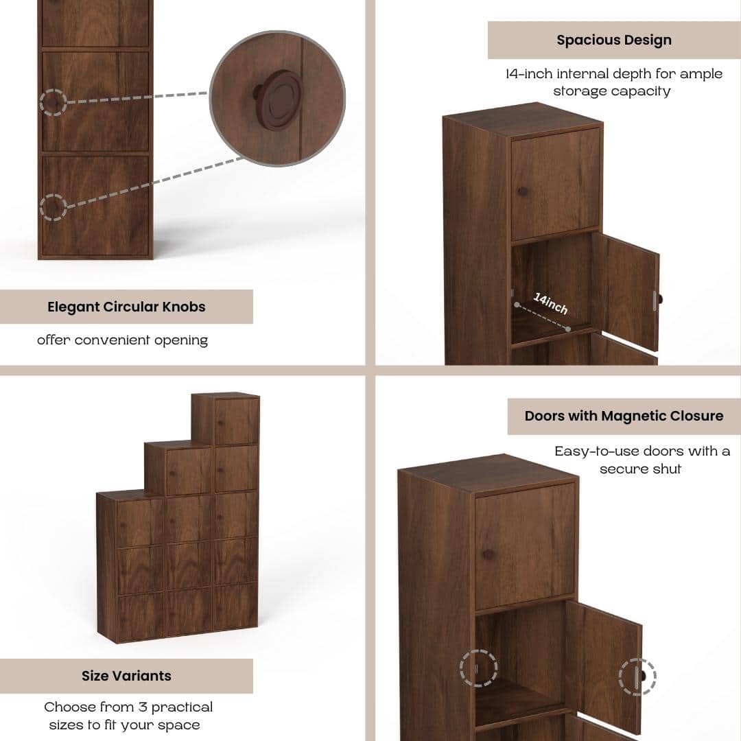 Calcio 5-Tier Engineered Wood Wardrobe In Brown Maple Finish