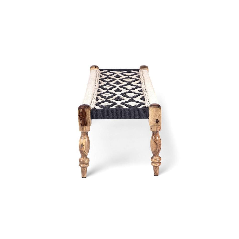 Hamilton Solid Wood Maachi Bench In Black & White Canning