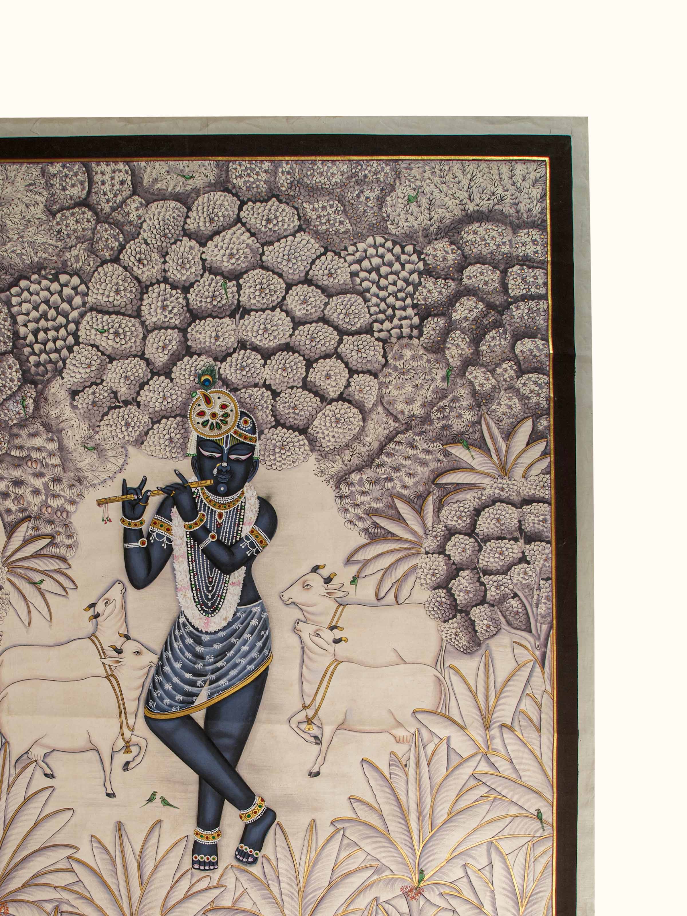 Krishna with Cows Pichwai Painting