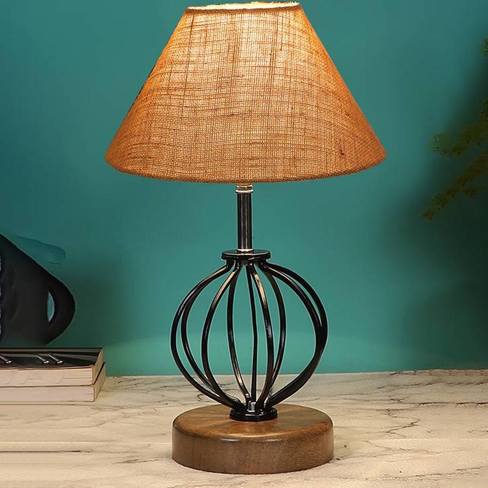 Juliet Beige Jute Table lamp with Wood & Iron Base