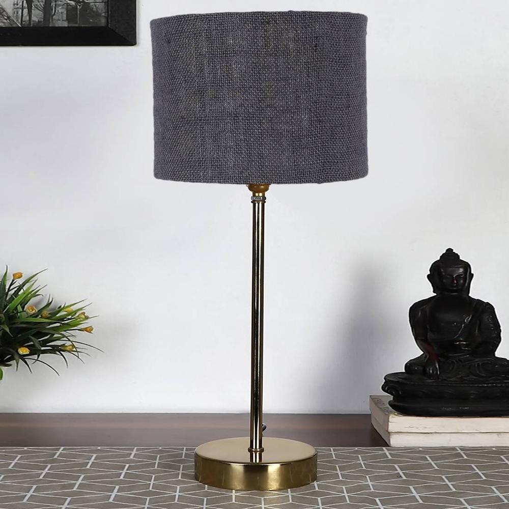 Grey Jute with Metal Gold Table Lamp