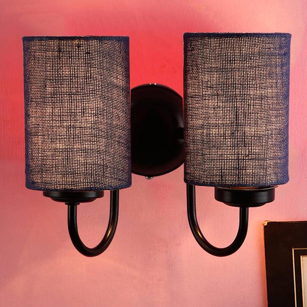 Sharman Blue Natural Fiber Wall Light