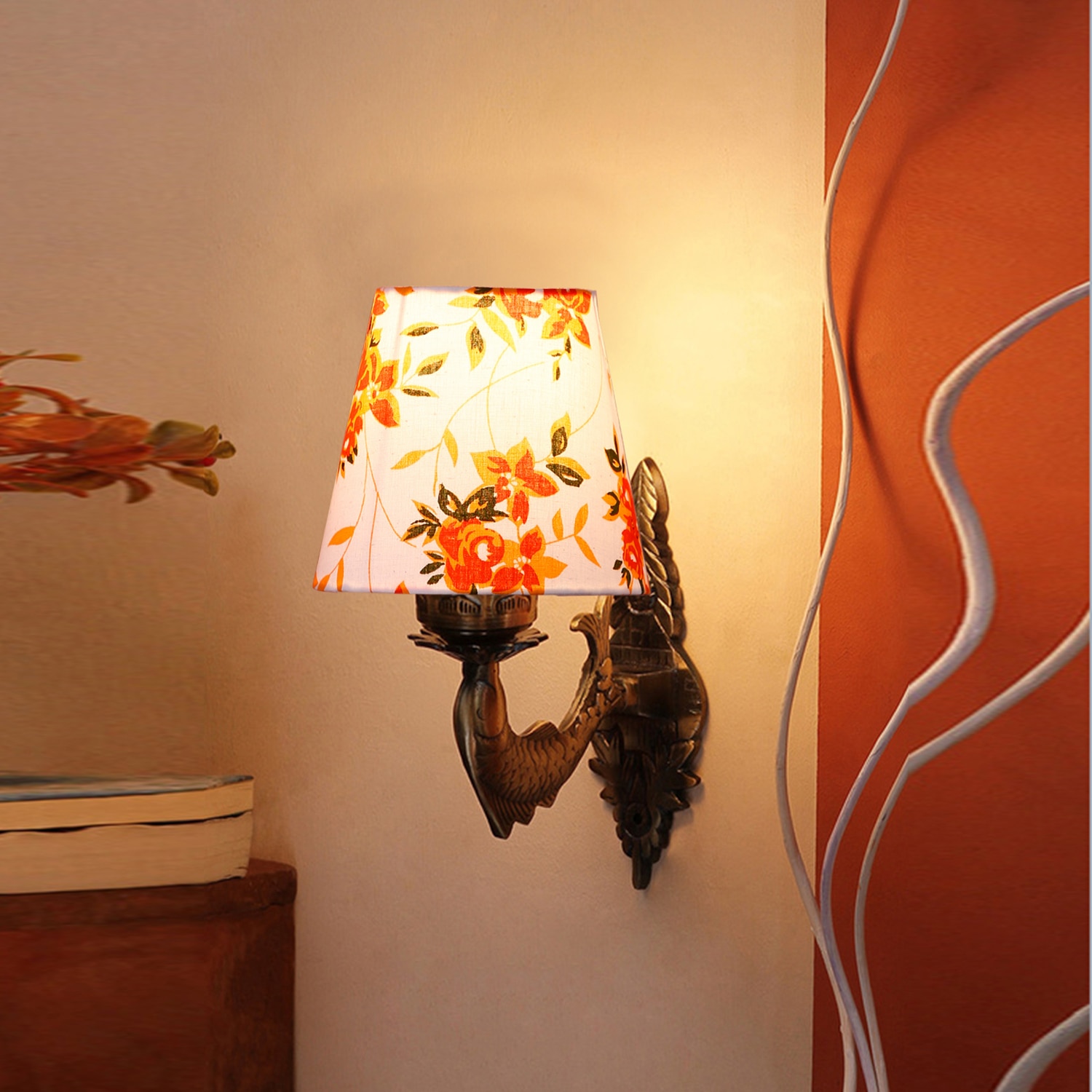Devansh Metal Electric Wall Light in Antique Gold Colour with Multi Shade Count of 1 Light - Devansh